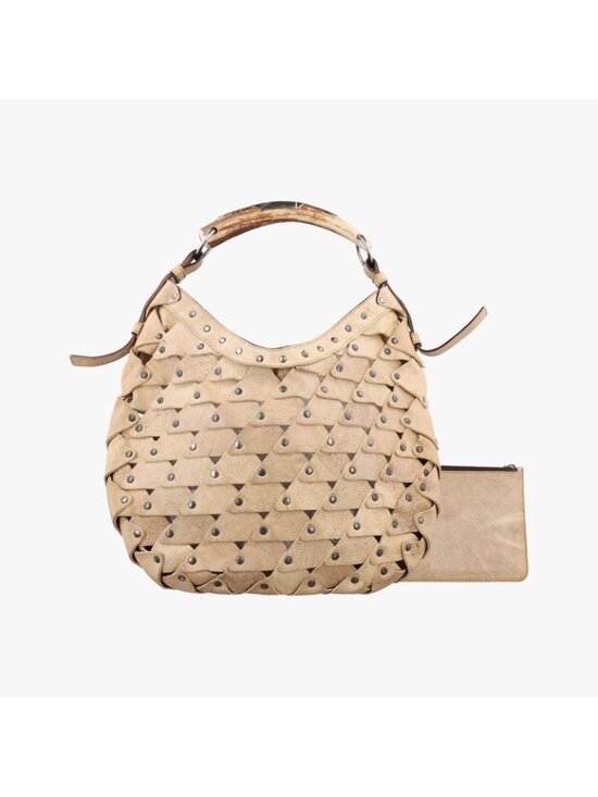Saint Laurent Handbags - Saint Laurent Yves Mombasa Beige Leather Handbag